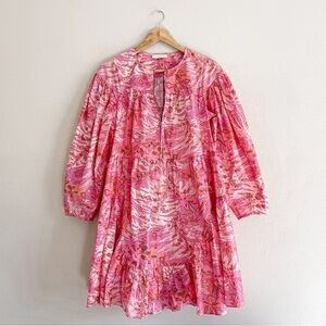 Ulla Johnson | Leiko Floral Print Tropical Pink Dress, Vacation, 8